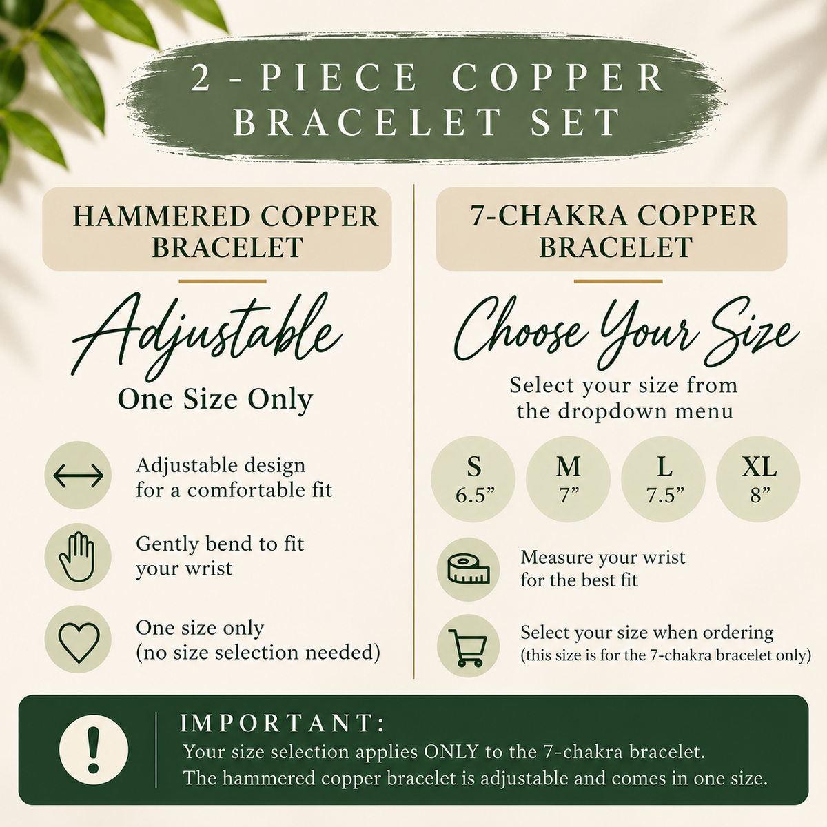 Handmade 2-Piece Copper Bracelet Set | 7-Chakra Gemstone Bracelet + Adjustable Hammered Copper Cuff